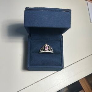 Disney Enchanted Fine Jewelry Sterling Silver and Rose Gold Aurora Tiara Ring